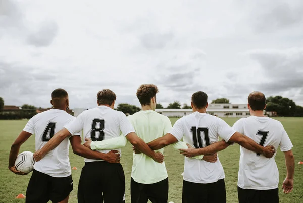 Jogadores Futebol Juntos Lado Lado — Fotografia de Stock