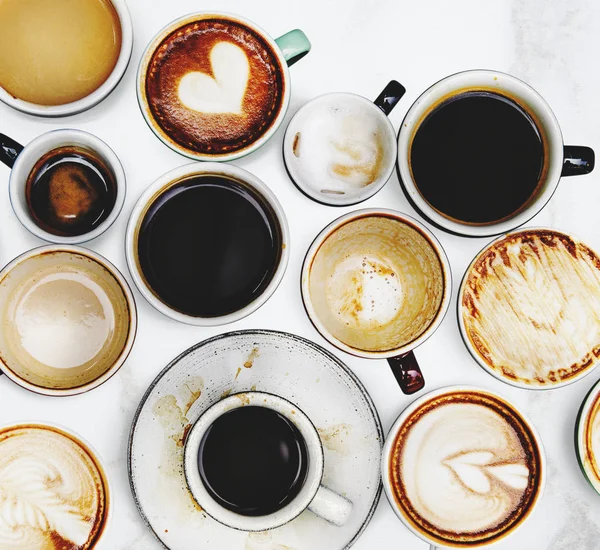 Surtido Tazas Café Sobre Fondo Blanco —  Fotos de Stock