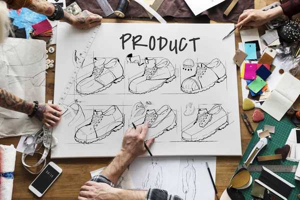 Shoe production procedure sketch drawing