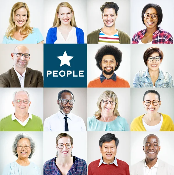 Portret Van Multi Etnisch Diverse Kleurrijke Mensen — Stockfoto