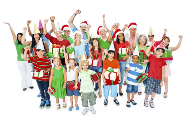 Różnorodność Osób Rodzinnego Bożego Narodzenia — Zdjęcie stockowe