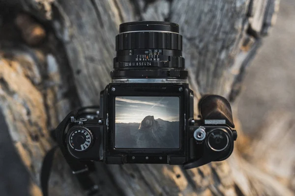 Widok Pół Kopuła Yosemite National Park Usa Aparatu Retro — Zdjęcie stockowe