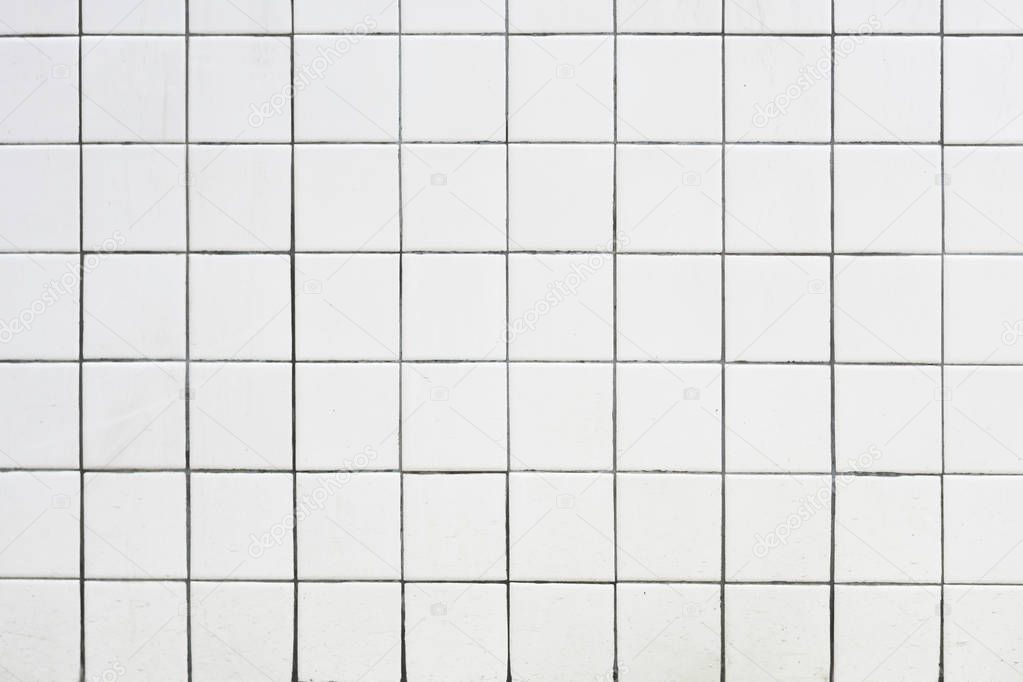 Retro white tiles textured background