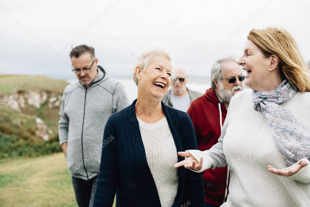 Group of elderly people enjoying together