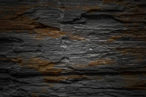 Czarna Drewniana Deska Brązowym Teksturowanym Tłem — Zdjęcie stockowe