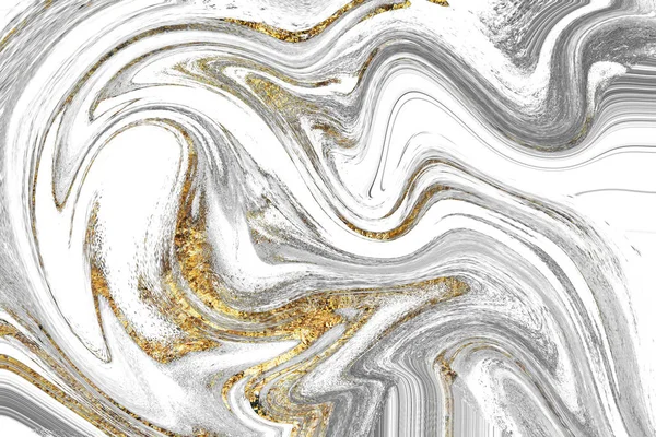 Silver White Fluid Art Marbling Paint Textured Background — Stock Photo, Image