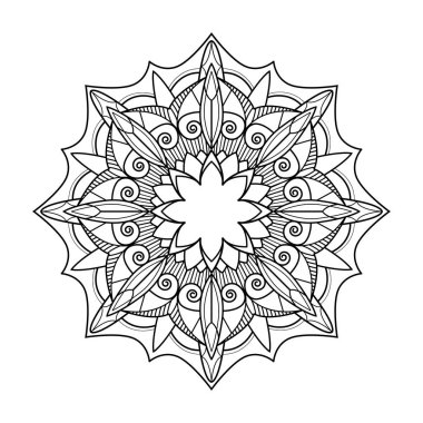 Beyaz arka plan üzerinde siyah mandala şekli