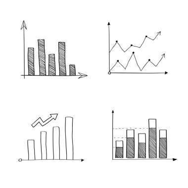 Pozitif çizgi grafik ve çubuk grafik vektörel çizimler