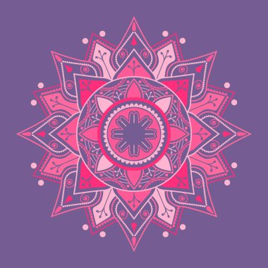 Mor arka plan üzerinde pembe mandala şekli