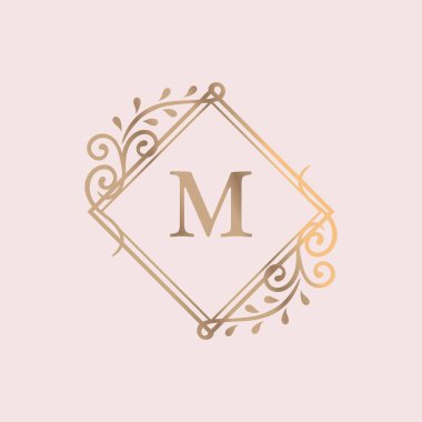 Altın çerçeveli vintage logo vektörü