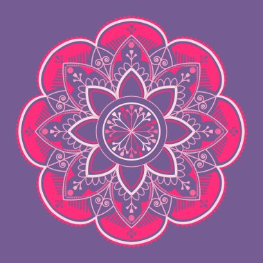 Mor arka plan üzerinde pembe mandala şekli