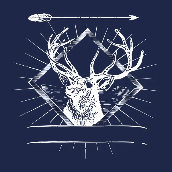 Illustration Cerf Mâle Vecteur Badge — Image vectorielle