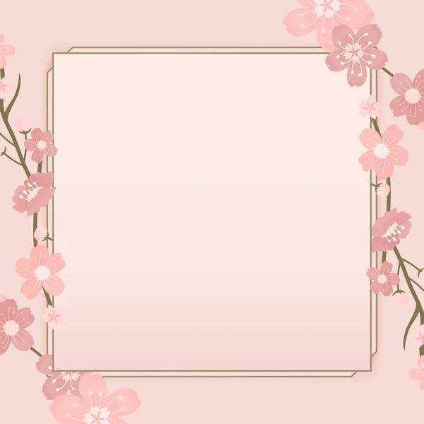 Pink Cherry Blossom Framed Vector — Stock Vector