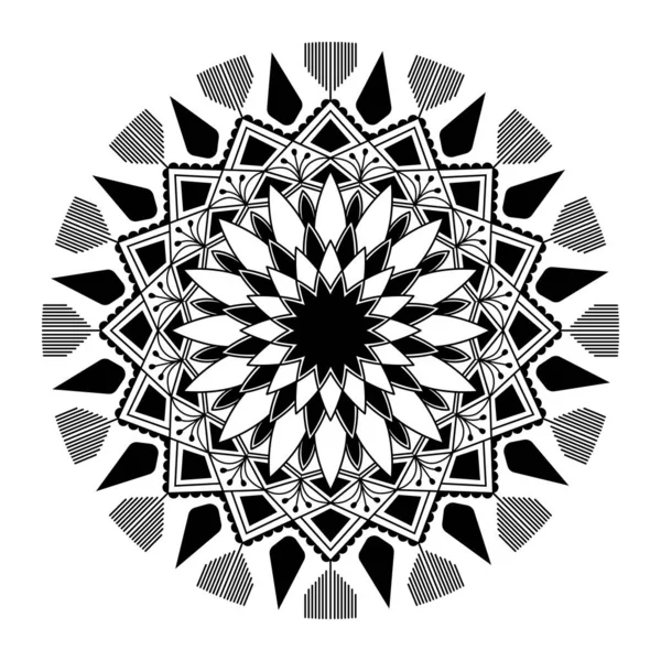 Mandala Noir Sur Fond Blanc — Image vectorielle