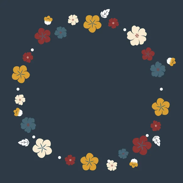 Vecteur Bordure Florale Colorée Ronde — Image vectorielle