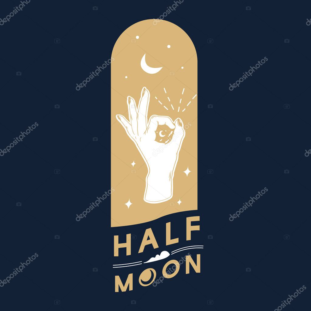 Half moon with ok hand gesture vector