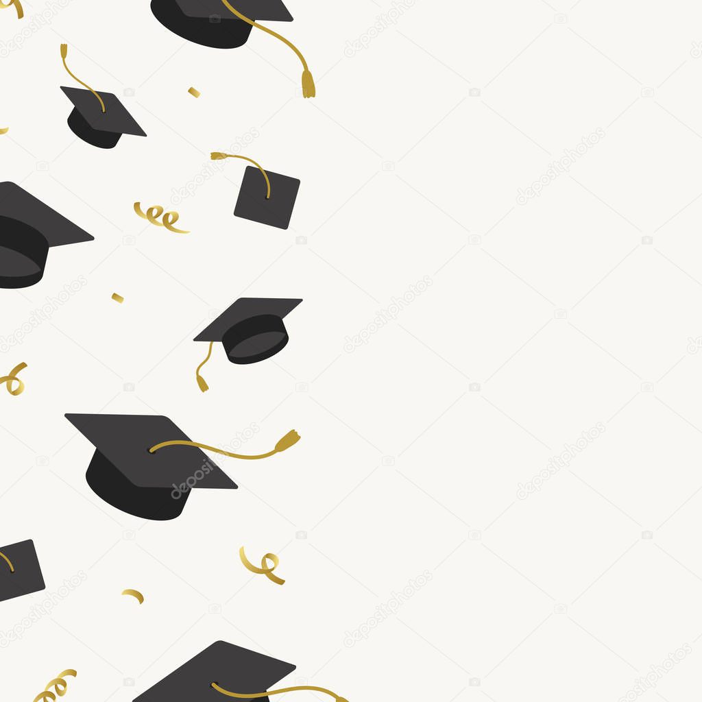 Graduation background with mortar boards vector