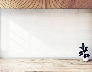 Beyaz duvar mockup karşı bitki