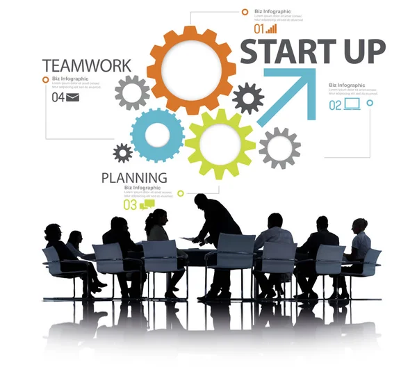 Start Nytt Plan Strategi Lagarbete Affärsidé — Stockfoto