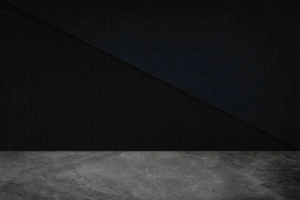Donkere Cement Muur Met Grijs Marmer Vloer Product Achtergrond — Stockfoto