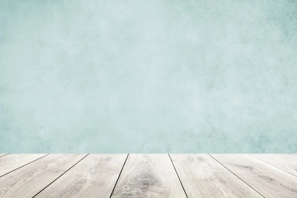 Pastel Blue Wall Wooden Floor Product Background — Stock Photo, Image