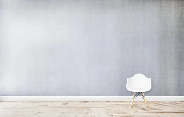 グレーの壁のモックアップに対する白い椅子 — ストック写真
