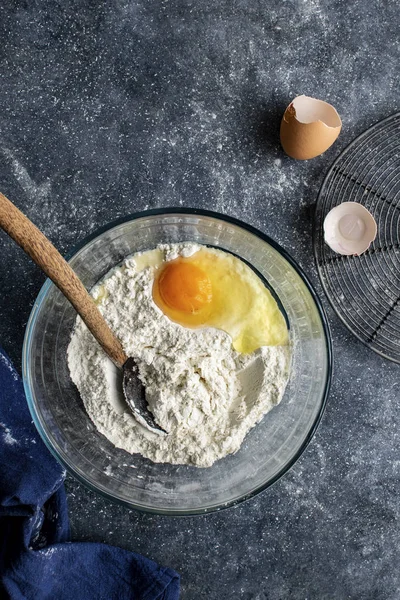 Preparação Ingredientes Para Rosquinha — Fotografia de Stock