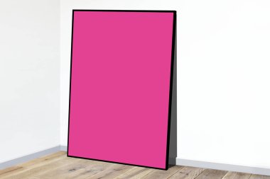 Beyaz bir duvara Pink Çerçeve