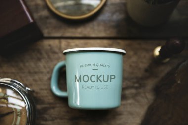 Mavi deniz mavisi Kupası mockup havadan görünümü