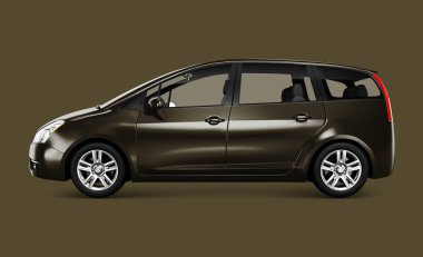 Bronz minivan 3D yan görünüm