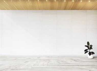 Beyaz boş oda, bitki duvarı mockup ile