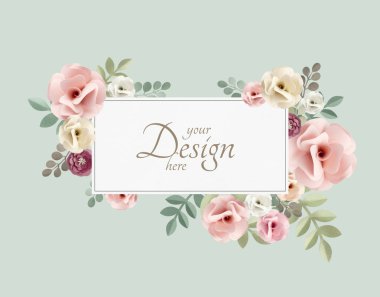 Pastel çiçekler temalı Banner mockup