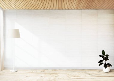 Lamba ve boş bir oda duvar mockup bir bitki