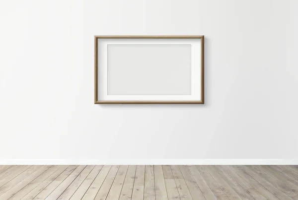 Mockup Quadro Branco Uma Parede Branca — Fotografia de Stock