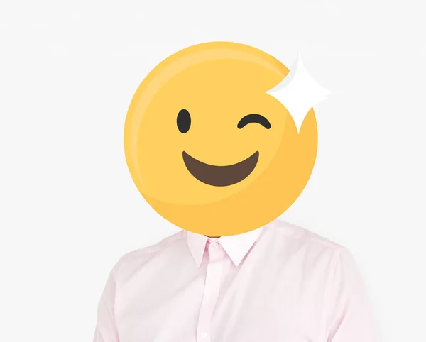 Winking Face Emoji Portrait Man — 스톡 사진