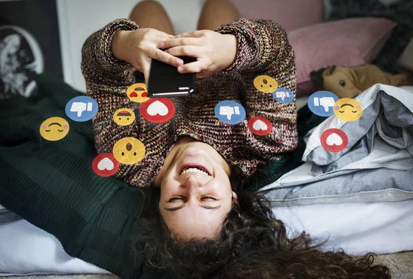 Girl Watching Social Media Live Stream — Stock Photo, Image