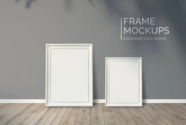 Frame Modellen Tegen Een Grijze Muur — Stockfoto