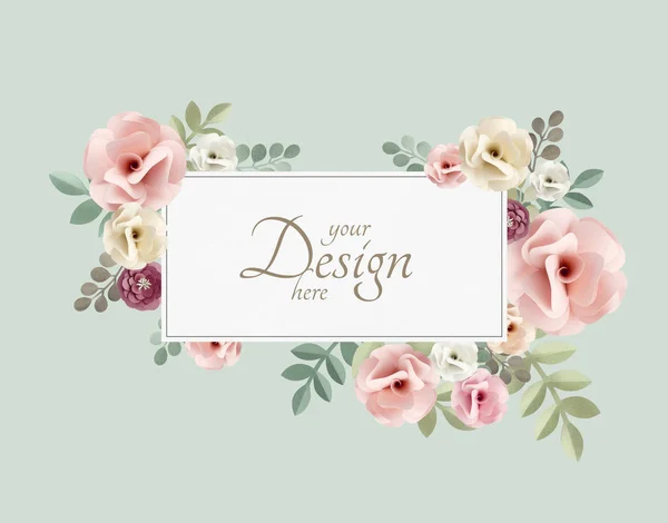 Pastel Çiçekler Temalı Banner Mockup — Stok fotoğraf