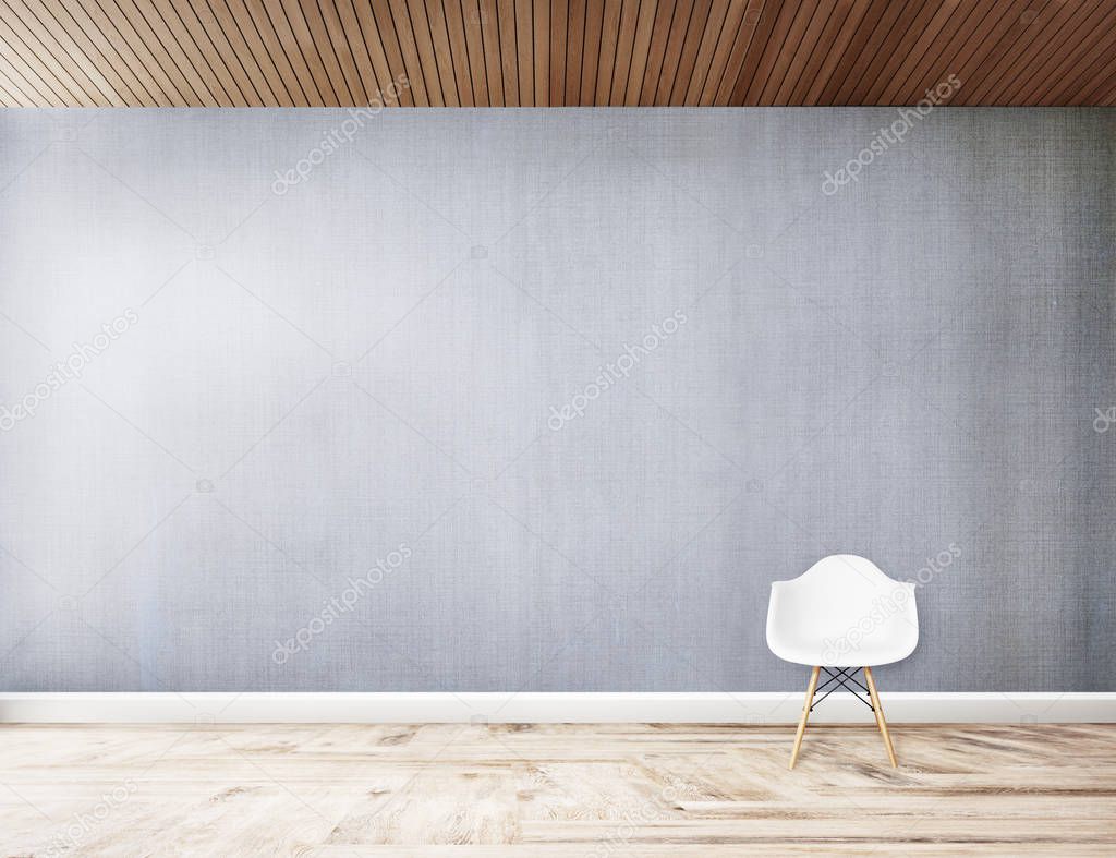 White chair against a gray wall mockup