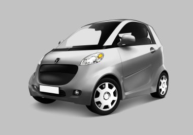 Gümüş microcar 3D yan görünüm