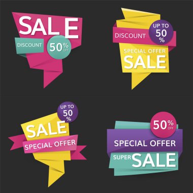 Mağaza satışı ve tanıtım reklam rozetleri vektör seti