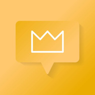 Beyaz taç kutsal kişilerin resmi üstünde sarı konuşma balonu vektör