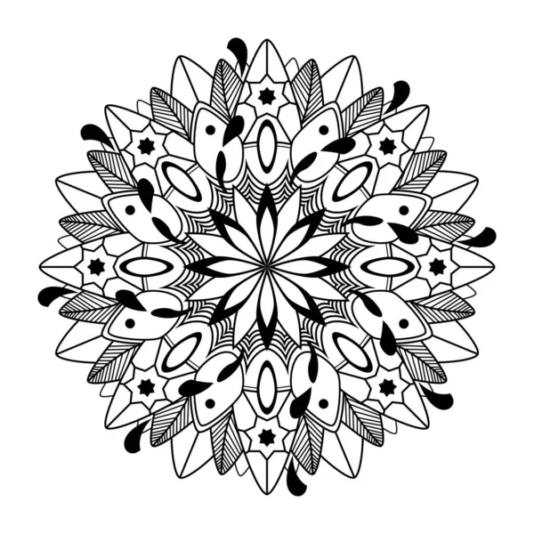 Schwarzes Mandala Muster Auf Weißem Hintergrund — Stockvektor