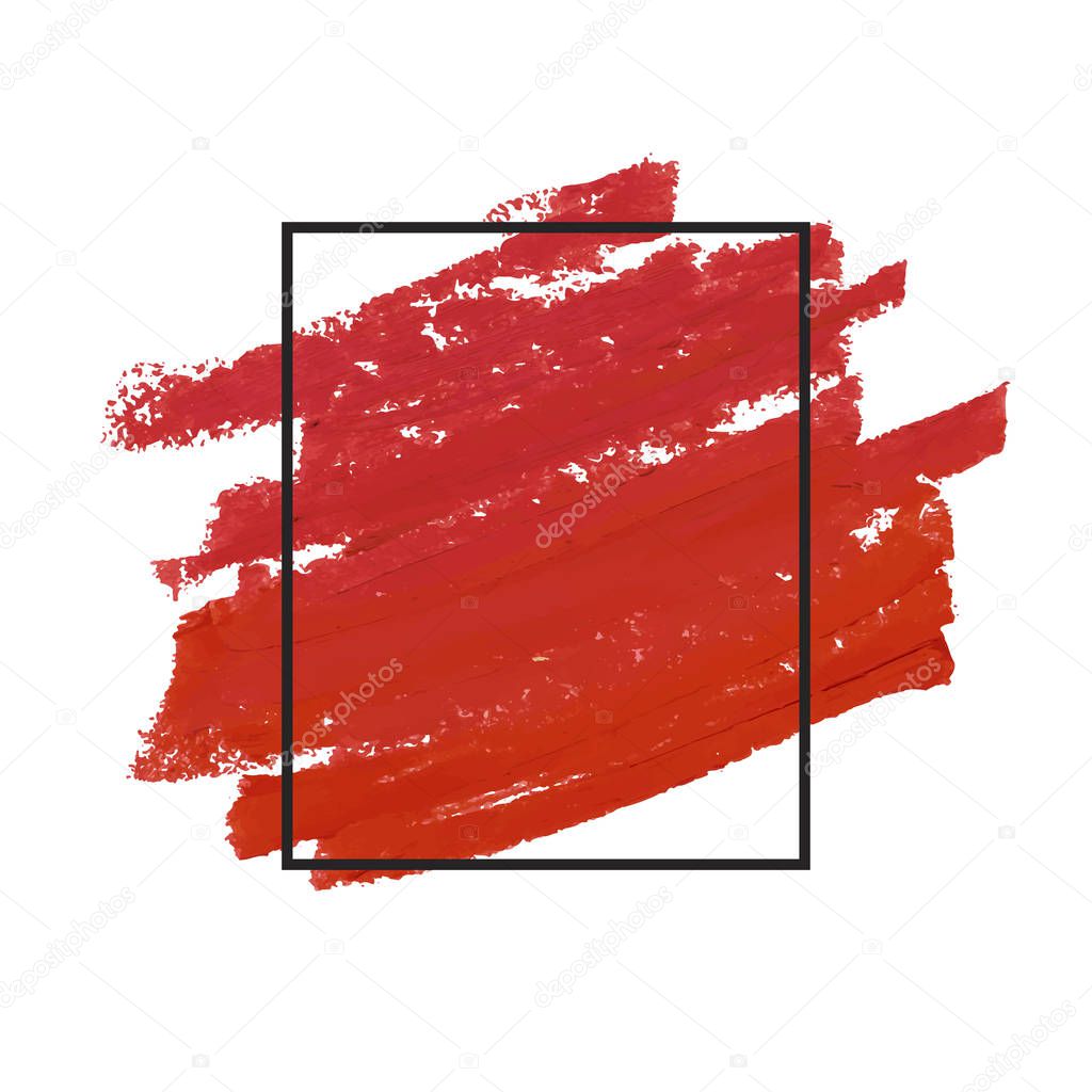 Red brush stroke badge vector