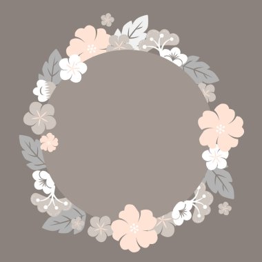 Yuvarlak bej çiçekli sınır vektörü