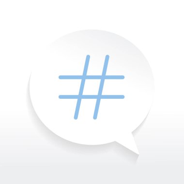 Mavi hashtag simgesi Beyaz konuşma balonu vektör