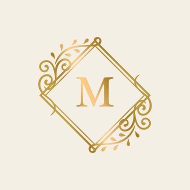 Altın çerçeveli vintage logo vektörü