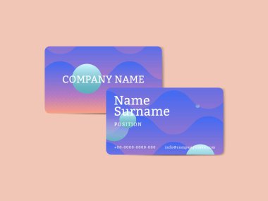 Mavi geometrik soyut desenli kartvizit şablonu vektörü