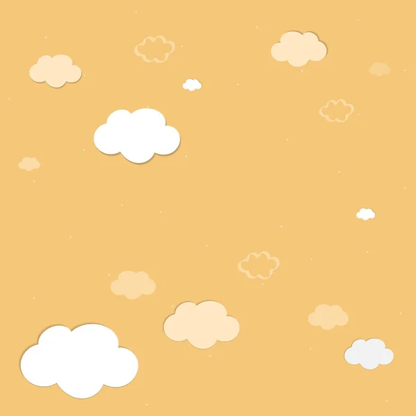 Cielo Amarillo Con Nubes Modeladas Vector Fondo — Vector de stock