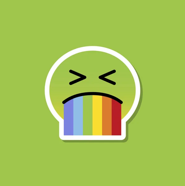 Emoji Verde Vomitando Vetor Arco Íris —  Vetores de Stock